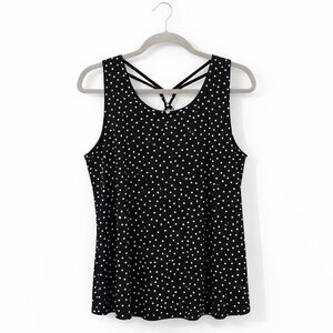 Picadilly Fashion Black Tank Top with White Dots